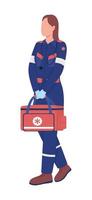 Paramedic semi flat color vector character. Editable figure. Full body person on white. First aid. Emergency service simple cartoon style illustration for web graphic design and animation