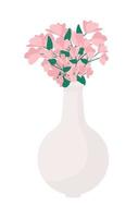 Vase with blooming flowers semi flat color vector object. Editable element. Full sized item on white. Decorative vessel simple cartoon style illustration for web graphic design and animation