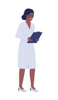 médico carácter vectorial de color semiplano. figura editable. persona de cuerpo completo en blanco. Trabajador de la salud. ilustración de estilo de dibujos animados simple especialista médico para diseño gráfico web y animación vector