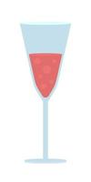 Glass of sparkling wine semi flat color vector object. Editable element. Full sized item on white. Drinking alcohol and beverages simple cartoon style illustration for web graphic design and animation