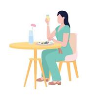 Lady having brunch semi flat color vector character. Editable figure. Full body person on white. Restaurant customer simple cartoon style illustration for web graphic design and animation