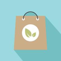 Paper bag with leaves icon vector