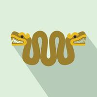 Aztec snake with two heads icon, flat style vector