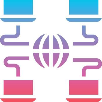 worldwide globe notebook computer communication - gradient solid icon vector