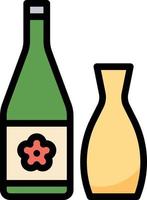 bebida de botella de alcohol japonés sake - icono de contorno lleno vector