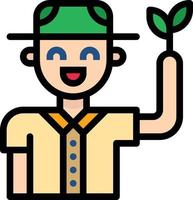 botánica forester planta boy scout - icono de contorno lleno vector