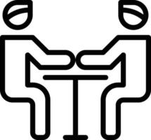 meeting chat discussing table partnerships - outline icon vector