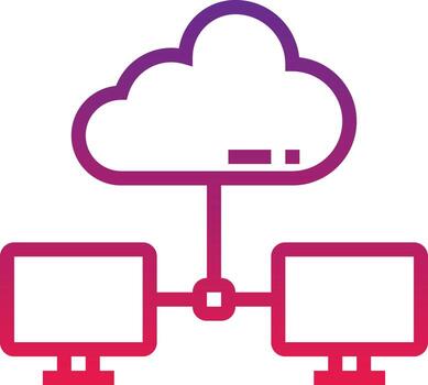 sistema de nube conectividad informática lan - icono degradado vector