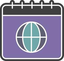 Calendar, global, earth color icon vector