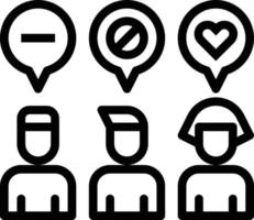 reseaching target customer like love employee - outline icon vector