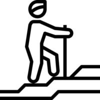 trekking human walkiing moutain - outline icon vector
