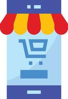 mobile store online shopping - flat icon vector