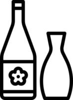 Sake bebida de botella de alcohol japonés - icono de contorno vector