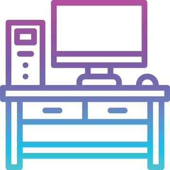desk computer table work furniture - gradient icon vector