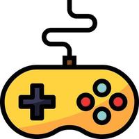 video game controller joystick buttons - filled outline icon vector