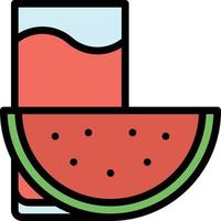 watermelon juice fruit glass beverage - filled outline icon vector