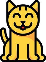 mascota gato canino sonrisa - icono de contorno lleno vector