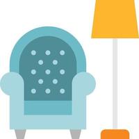 salón sofá silla lámpara muebles - icono plano vector