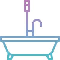 bañera baño ducha baño bañera - icono degradado vector