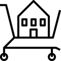 carro compras casa bienes raíces comprar - icono de contorno vector