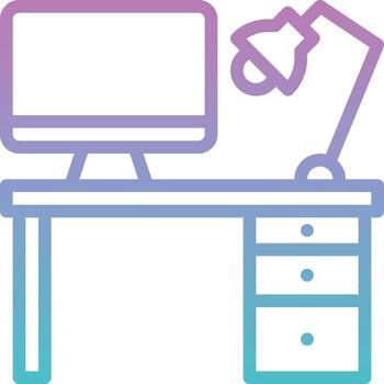 desk lamp computer work job - gradient icon vector