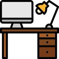 desk lamp computer work job - filled outline icon vector