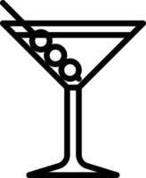 cocktail olive glass alcohol beverage - outline icon vector