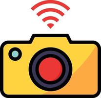 camera wifi connectivity - filled outline icon vector