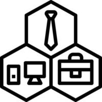 estructura corbata compuer bolsa negocio trabajo en equipo - icono de esquema vector
