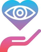 eye care eye heart hand healthcare medical - gradient solid icon vector