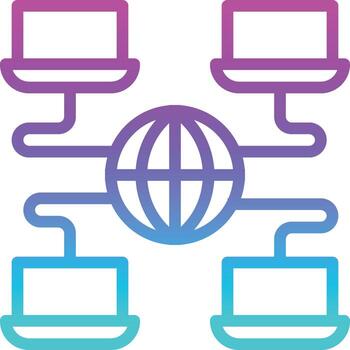 comunicación de computadora portátil en todo el mundo - icono de degradado vector