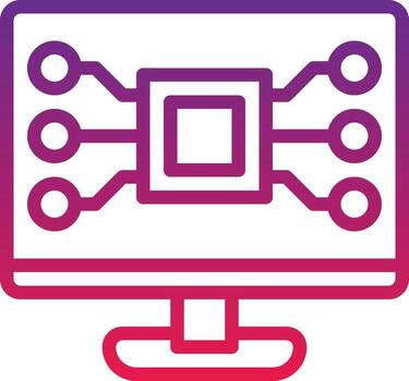 computer digital screen electronic system - gradient icon vector