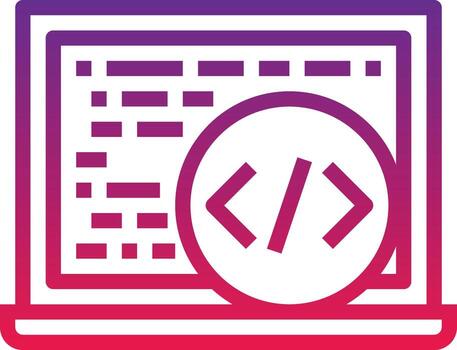 Etiqueta de codificación de computadora portátil de programación - icono de gradiente vector