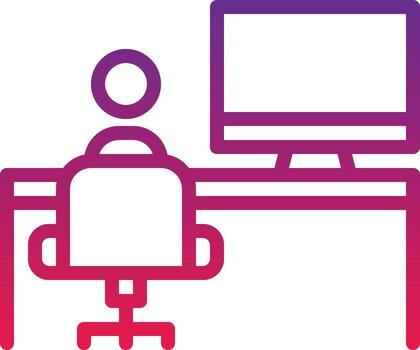 working employee computer desk operator - gradient icon vector