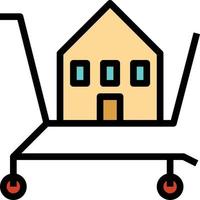 carrito de compras casa bienes raíces comprar - icono de contorno lleno vector