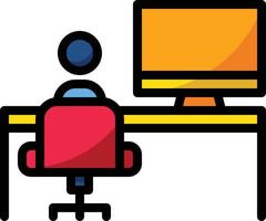 working employee computer desk operator - filled outline icon vector