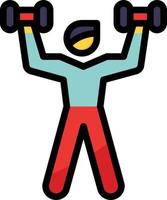 levantamiento muscular de entrenamiento con pesas - icono de contorno lleno vector