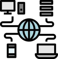 networking globe computer smartphone communication - filled outline icon vector