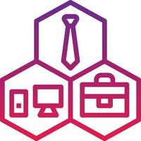 structure necktie compuer bag business teamwork - gradient icon vector