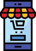 mobile store online shopping - fill outline icon vector