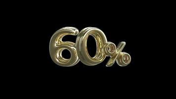 60 Percent 3D number animation with alpha channel s video