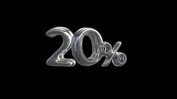 20 Percent 3D number animation with alpha channel s video