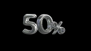 50 Percent 3D number animation with alpha channel s video