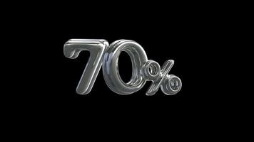 70 Percent 3D number animation with alpha channel video