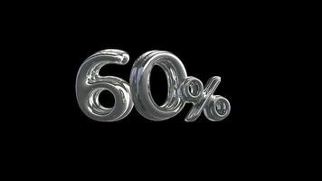 60 Percent 3D number animation with alpha channel video