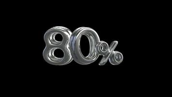 80 Percent 3D number animation with alpha channel video