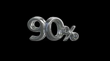 90 Percent 3D number animation with alpha channel video