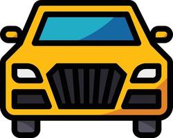 car front view vehicle automobile - filled outline icon vector
