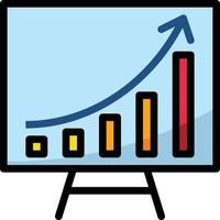 growth graph chart board analysis - filled outline icon vector