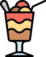 ice cream float layer dessert glass - filled outline icon vector